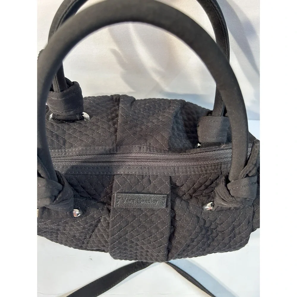 Vera Bradley Black Quilted Microfiber Satchel Crossbody Purse & Wallet Set